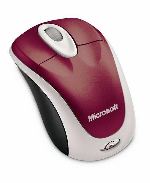 「Microsoft Wireless Notebook Optical Mouse 3000」（ダーク レッド）