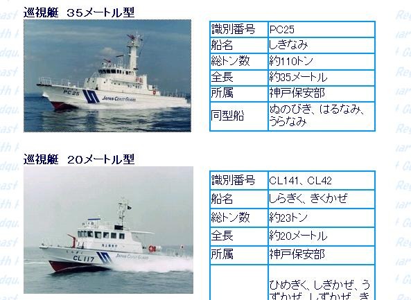 名乗り出た当該の職員が現在乗船していると思われる巡視艇と同型艇も紹介