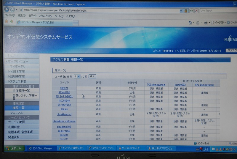 アクセス制御・権限の一覧。各ユーザーに権限を持たせることで、役割分担と責任範囲を明確にして管理することができる