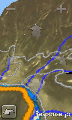 地図を3D表示に切り替えることもできる。より立体的に周囲の地形を表示させることが可能だ。 GARMIN Oregon450TC
