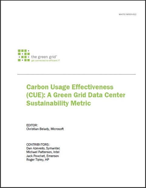 「Carbon Usage Effectiveness (CUE): A Green Grid Data Center Sustainability Metric」表紙