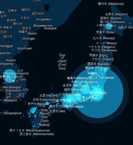 最高記録を更新した瞬間の日本のツイート分布図
