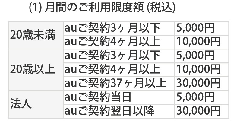 月間利用限度額（税込）