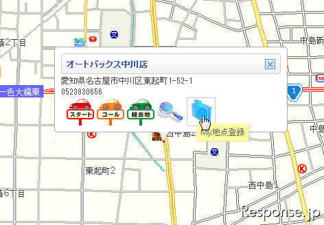 ユビークリンク　 ポイントが検索できたら「My地点登録」をクリック。これだけでiPhoneに転送される。