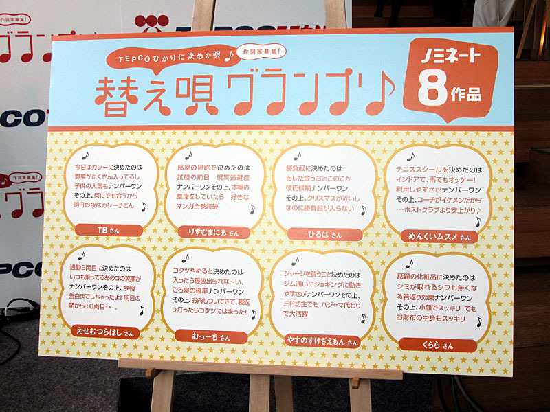 ステージ横には最終ノミネート作品が紹介されていた