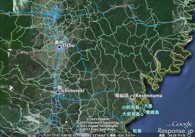 ホンダ インターナビの通行実績情報を、通行可能な道路の参考情報としてGoogleEarth上に公開