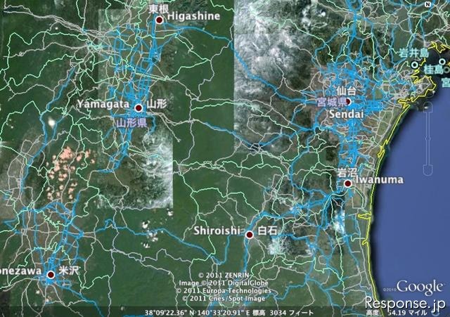 ホンダ インターナビの通行実績情報を、通行可能な道路の参考情報としてGoogleEarth上に公開