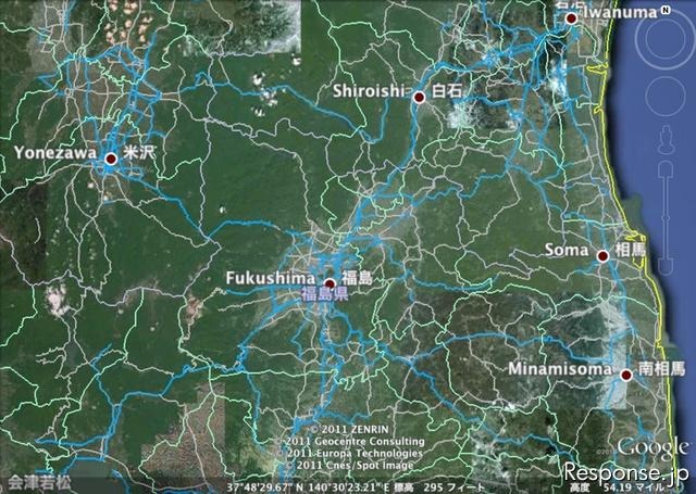 ホンダ インターナビの通行実績情報を、通行可能な道路の参考情報としてGoogleEarth上に公開