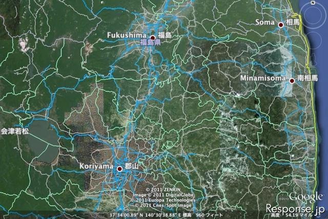 ホンダ インターナビの通行実績情報を、通行可能な道路の参考情報としてGoogleEarth上に公開