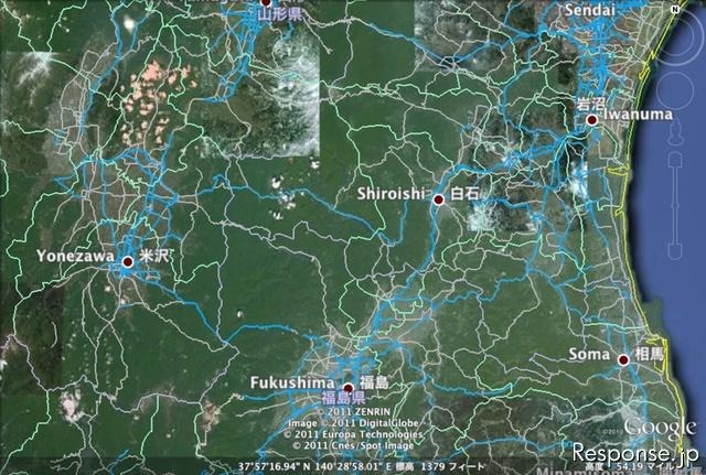 ホンダ インターナビの通行実績情報を、通行可能な道路の参考情報としてGoogleEarth上に公開