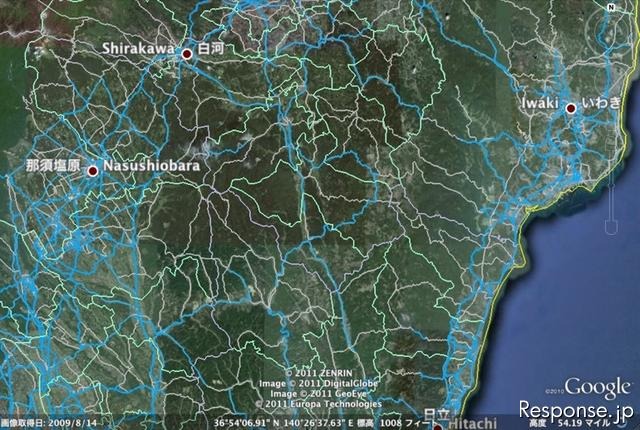 ホンダ インターナビの通行実績情報を、通行可能な道路の参考情報としてGoogleEarth上に公開