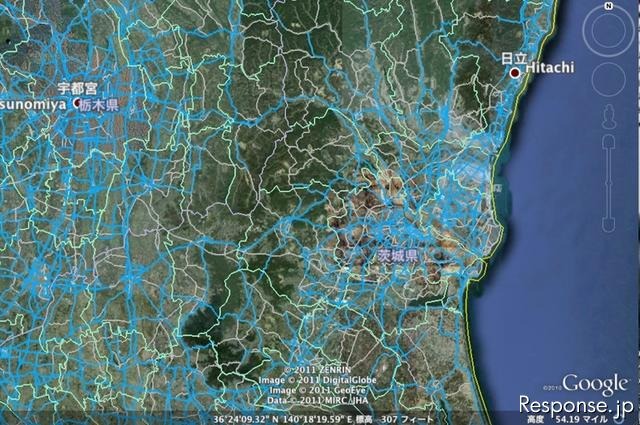 ホンダ インターナビの通行実績情報を、通行可能な道路の参考情報としてGoogleEarth上に公開