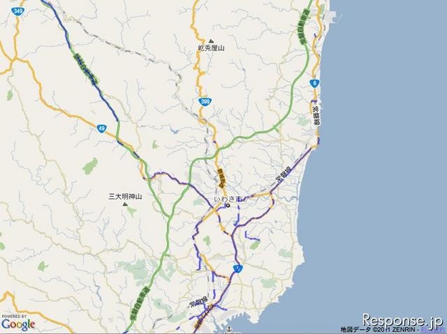 東日本大地震 被災地エリアの「通れた道路」情報（3月22日現在）