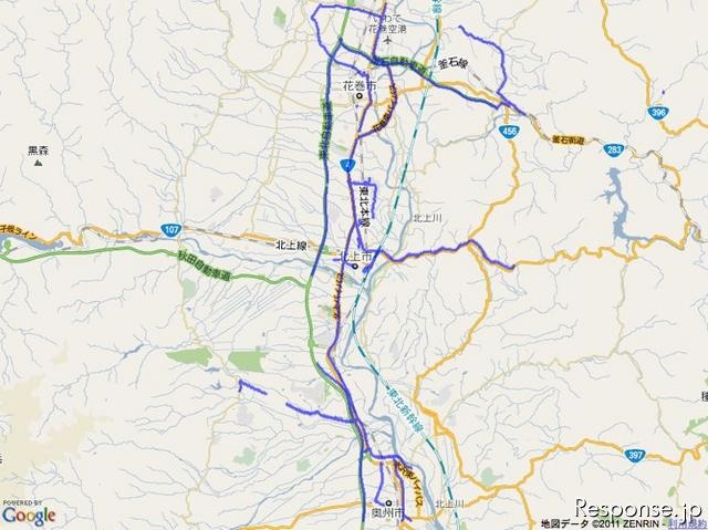 東日本大地震 被災地エリアの「通れた道路」情報（3月22日現在）