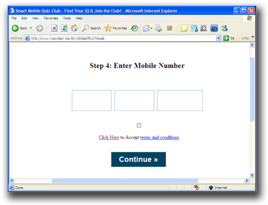 図4：携帯電話番号の入力を要求する画面 