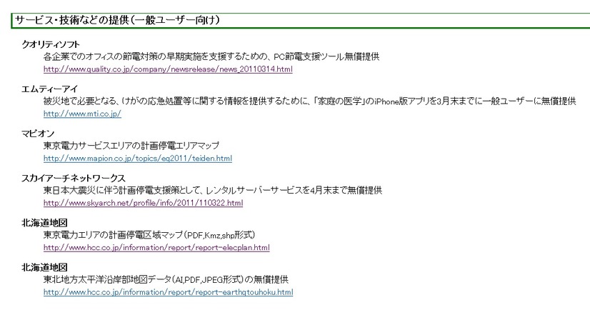 企業による支援サービスのまとめページ