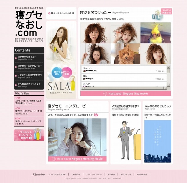 「SALA 寝グセなおし.com」サイト（画像）