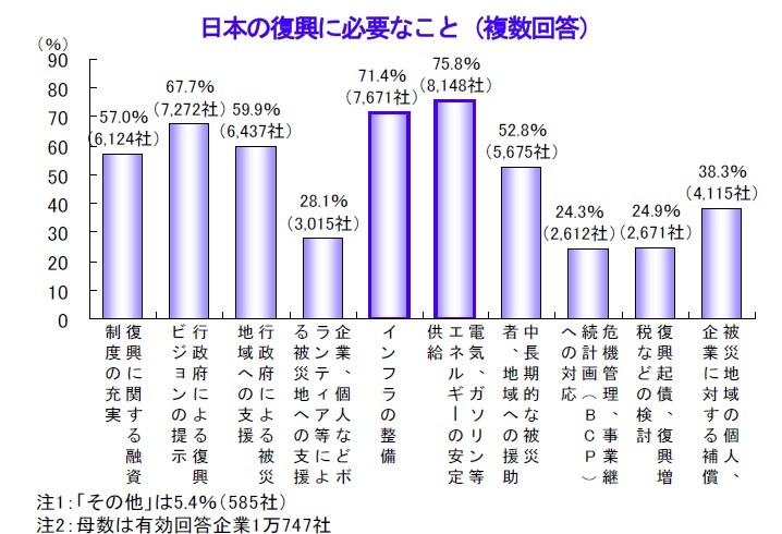 日本の復興に必要なこと（複数回答）