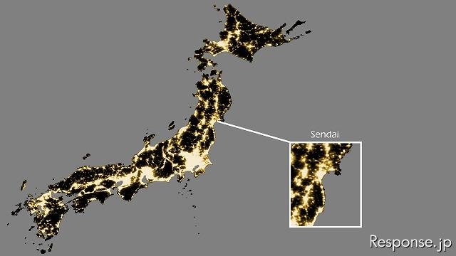 NOAA（アメリカ海洋大気圏局） が宇宙から撮影した夜間の日本列島