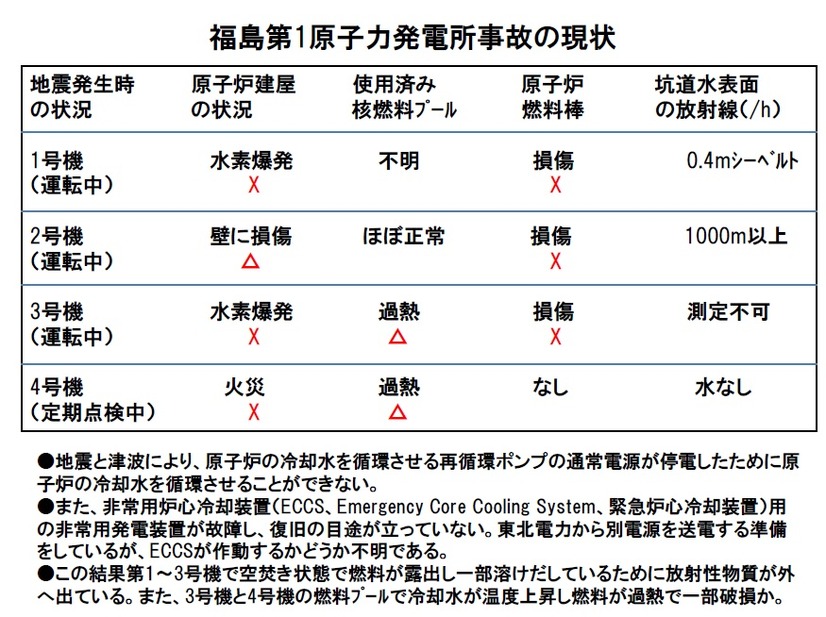 福島第1原子力発電所事故の現状