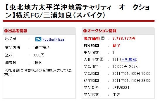 最終的には7,778,777円で落札