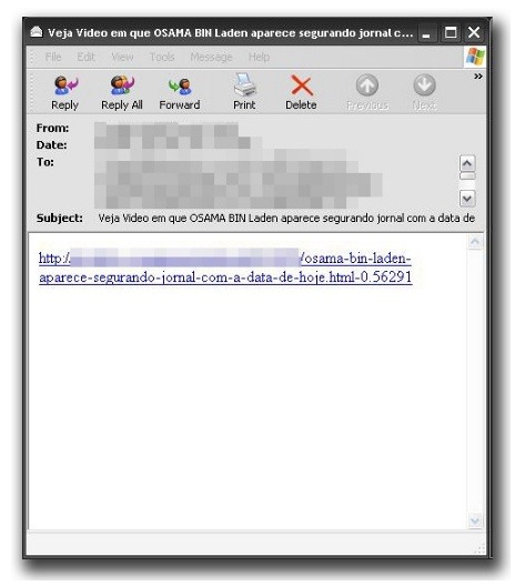 ウサマ・ビンラディン容疑者死亡の動画に誘導するスパムメール