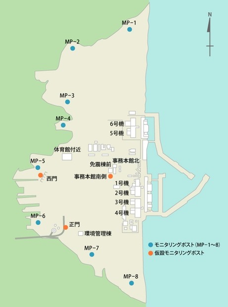 福島第一原子力発電所構内での計測地点