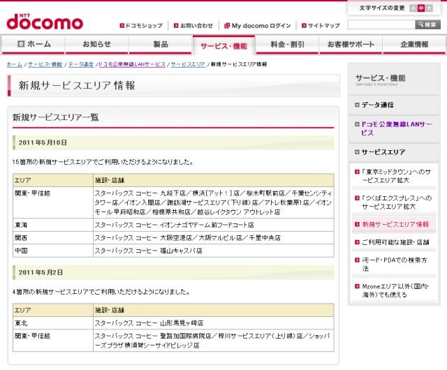 Mzone 新規サービスエリア情報