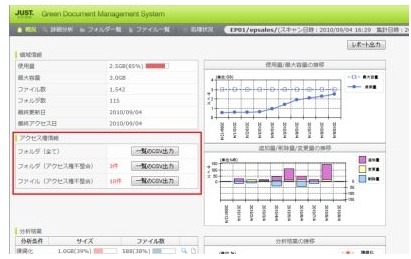 アクセス権不整合フォルダ/ファイルの一覧をCSV形式で出力可能