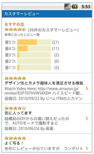 カスタマーレビューもチェック可能