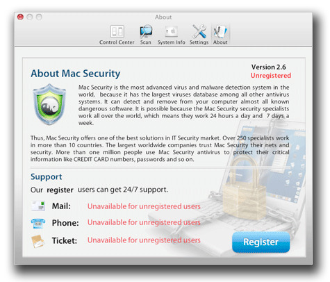 図5：「Mac Security」のメイン画面 