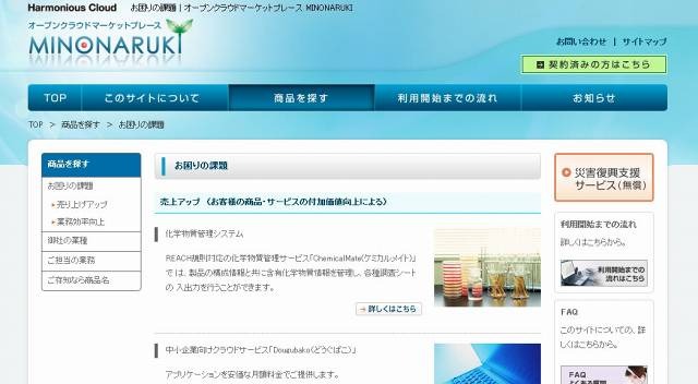 会計、生産管理、グループウェア、ITサポートなどの60種類以上のサービスを用意