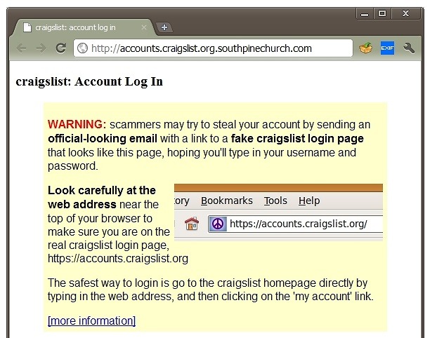 PCサイトでは、ひとめでわかるずさんな作りの偽サイト