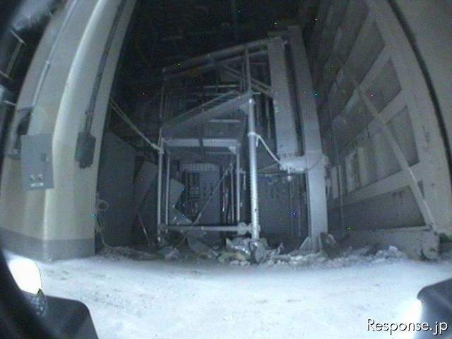 福島第一原子力発電所1号機建屋内、大物搬入口付近（福島第一原子力発電所、5月20日撮影）