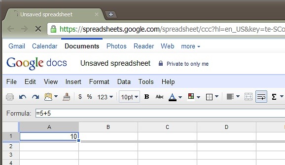 「Google Docs」では、Office同様にスプレッドシートを作成できる