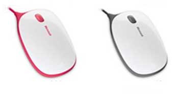 「Microsoft Express mouse」の既存色「ハイビスカスレッド」「フリントグレー」