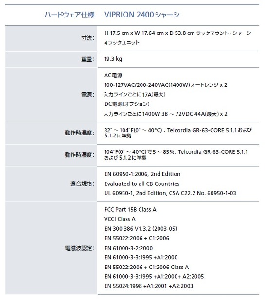 「VIPRION 2400」の仕様