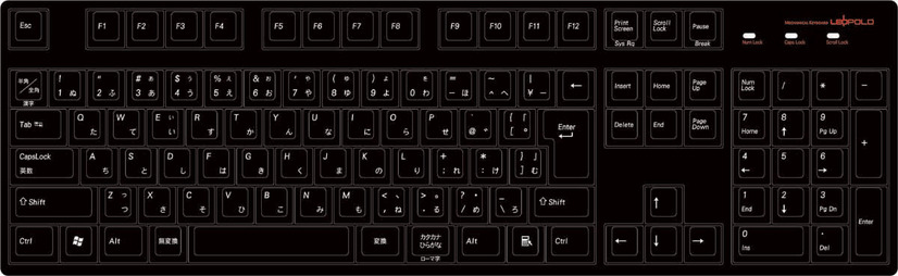 「日本語配列・かな刻印」の「LEOPOLD HIGH-END MECHANICAL KEYBOARD FC400R」（型番：FC400RR/JB）