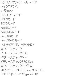 インターフェース（対応カード）一覧