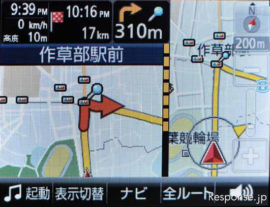 一般道の交差点拡大図は、分岐点に近づくに従い、スケールを二段階にチェンジしてガイド