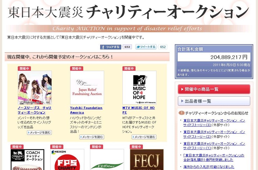 東日本大震災チャリティーオークション