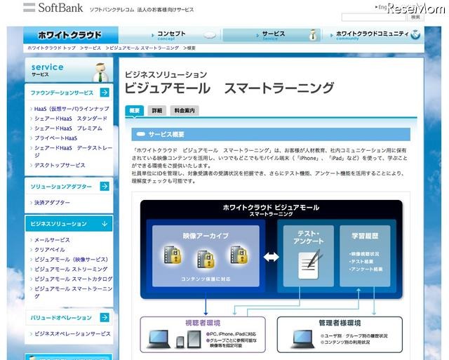 ソフトバンクテレコム、「ホワイトクラウド」にコンテンツ作成機能を追加 ホワイトクラウド　ビジュアモール スマートラーニング