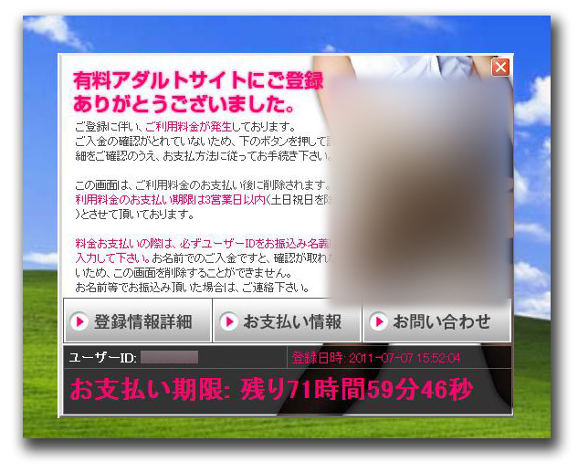 図1：デスクトップ上に貼り付けられる請求画面の例 