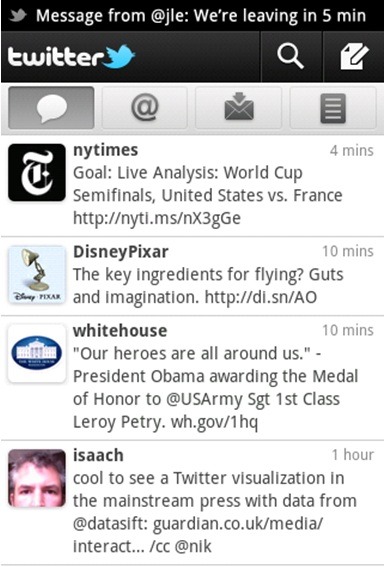 「Twitter for Android」の利用画面