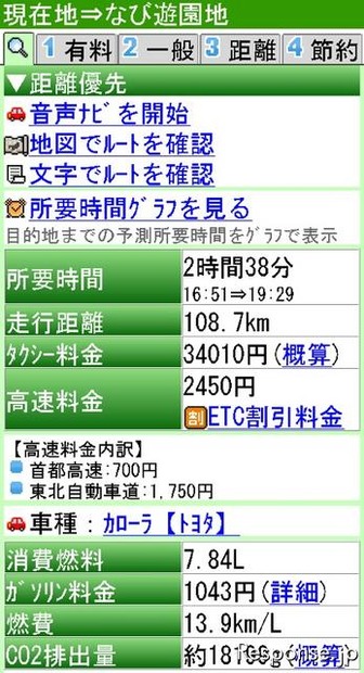 ガソリン消費量の少ないルートが検索できる「ガソリン節約優先ルート」のサービスイメージ