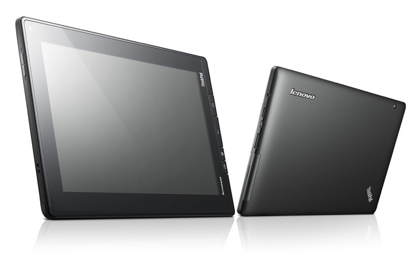 「ThinkPad Tablet」ブラック（本体前面/背面）