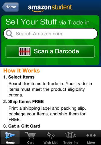 iPhone／iPod Touchアプリ「Amazon Student」