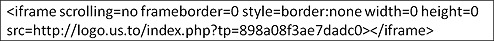 「iframeタグ」を利用して埋め込まれた（インジェクションされた）不正なコードの例