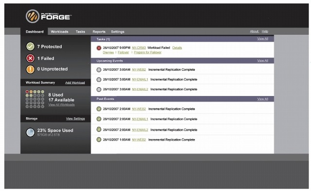 PlateSpin ForgeのWebベースの管理インタフェース