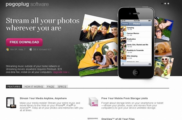 「Pogoplug Free Software」サイト（画像）